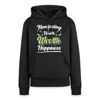 Entrepreneur en finance d’argent - Sweat à capuche Premium bio Femme - noir - Devant - Julia (174cm)