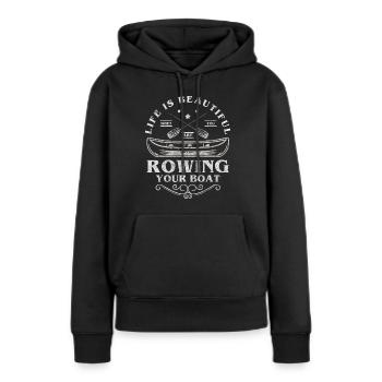 Rameur, barreur, compétition, musculation - Sweat à capuche Premium bio Femme - noir - Devant - Julia (174cm)