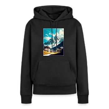 Lech Österreich Vintage Reiseposter WPA Souvenir - Frauen Premium Bio Hoodie - Schwarz - Vorne - Julia (174cm)