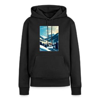 Saalbach Autriche Vintage voyage affiche Souvenir - Sweat à capuche Premium bio Femme - noir - Devant - Julia (174cm)