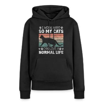 Katzenliebhaber Stubentiger Tierliebe - Frauen Premium Bio Hoodie - Schwarz - Vorne - Julia (174cm)