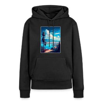 Izmir Turquie Vintage voyage affiche WPA Souvenir - Sweat à capuche Premium bio Femme - noir - Devant - Julia (174cm)