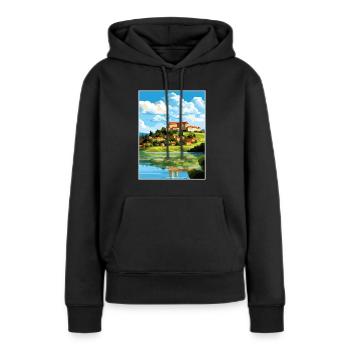 Ptuj-Schloss-Slowenien-Bleder-Reise-Plakat - Frauen Premium Bio Hoodie - Schwarz - Vorne - Julia (174cm)