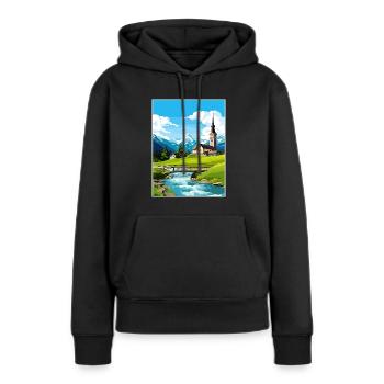 Ramsau Allemagne Berchtesgaden Vintage Travel Poster - Sweat à capuche Premium bio Femme - noir - Devant - Julia (174cm)