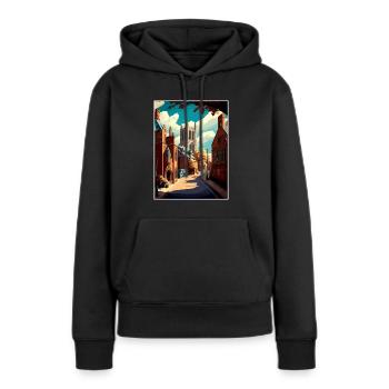 Richmond England Yorkshire Vintage Reiseposter - Frauen Premium Bio Hoodie - Schwarz - Vorne - Julia (174cm)