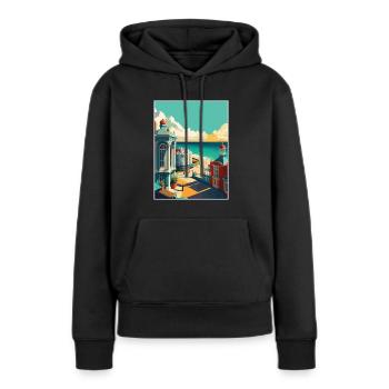 Brighton Pier Seascape Uk Vintage Reiseposter - Frauen Premium Bio Hoodie - Schwarz - Vorne - Julia (174cm)