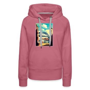 Newcastle England Vintage Travel Poster Souvenir - Women’s Premium Organic Hoodie - mauve - Front - Isabella (175cm)