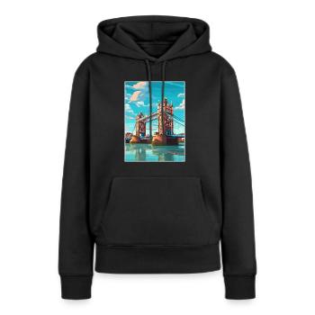 Tower Bridge Angleterre Vintage voyage affiche WPA Art - Sweat à capuche Premium bio Femme - noir - Devant - Julia (174cm)