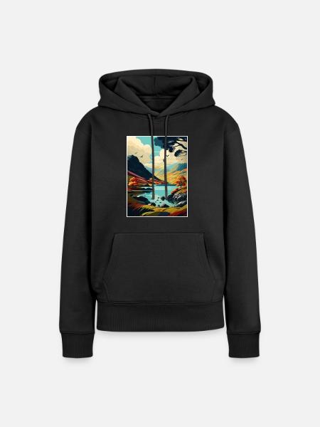 Lake District Vintage Travel Poster WPA Souvenir - Women’s Premium Organic Hoodie - black