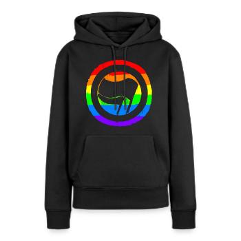 Regenbogen Bunt Protest Antifa Links - Frauen Premium Bio Hoodie - Schwarz - Vorne - Julia (174cm)