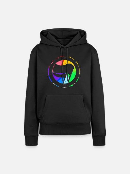 Regenbogen Antifa Flagge - Frauen Premium Bio Hoodie - Schwarz
