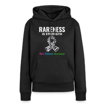 La sensibilisation aux maladies rares fait la force de la rareté - Sweat à capuche Premium bio Femme - noir - Devant - Julia (174cm)