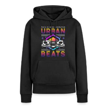 Schallplatte Disko Rave - Frauen Premium Bio Hoodie - Schwarz - Vorne - Julia (174cm)