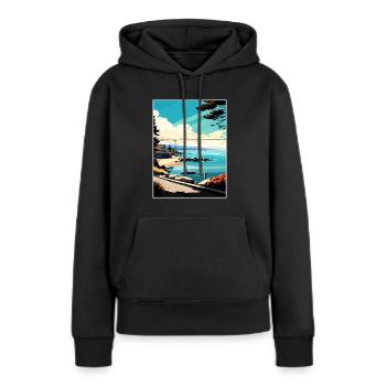 Monterey Bay Californie Vintage voyage affiche WPA - Sweat à capuche Premium bio Femme - noir - Devant - Julia (174cm)
