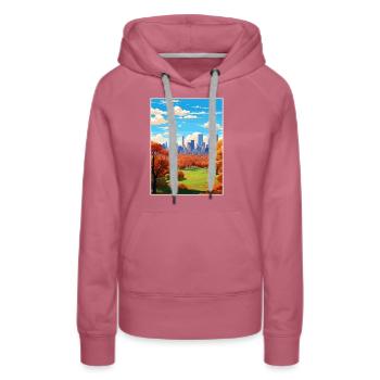 Central Park New York State Vintage-Reiseposter - Frauen Premium Bio Hoodie - Malve - Vorne - Isabella (175cm)