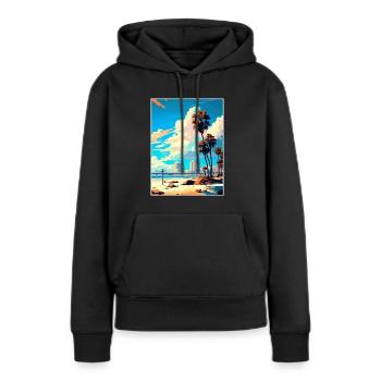 Long Beach Californie Cali Vintage affiche de voyage - Sweat à capuche Premium bio Femme - noir - Devant - Julia (174cm)