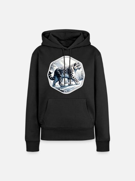 Schneeleopard Leopard Weißer Leopard - Frauen Premium Bio Hoodie - Schwarz