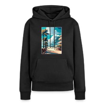 South Beach Floride Vintage voyage affiche Souvenir - Sweat à capuche Premium bio Femme - noir - Devant - Julia (174cm)