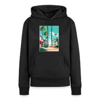 South Beach Texas Vintage voyage affiche Souvenir - Sweat à capuche Premium bio Femme - noir - Devant - Julia (174cm)