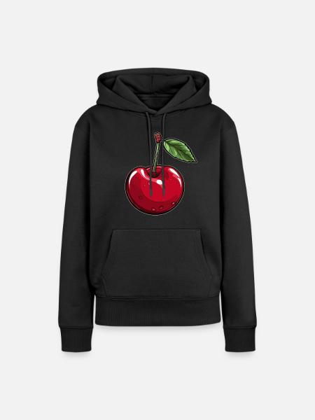 Eine Kirsche - Frauen Premium Bio Hoodie - Schwarz