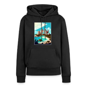 Atlantis Paradise Caraïbes Vintage Affiche de voyage - Sweat à capuche Premium bio Femme - noir - Devant - Julia (174cm)