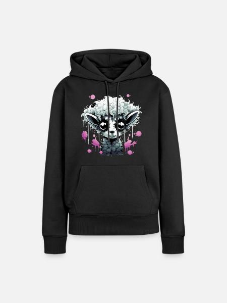 Lustiges Grufti Schaf - Frauen Premium Bio Hoodie - Schwarz