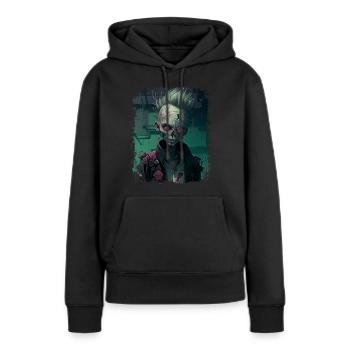 Alien Zombie Punk - Sweat à capuche Premium bio Femme - noir - Devant - Julia (174cm)