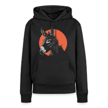 Un âne - Sweat à capuche Premium bio Femme - noir - Devant - Julia (174cm)
