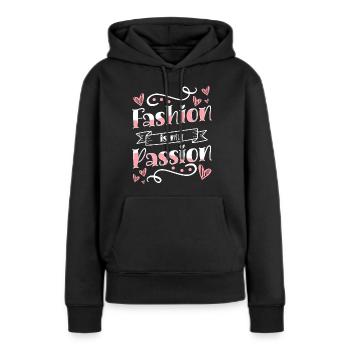 Shopping Modisch Modequeen Trendsetter - Frauen Premium Bio Hoodie - Schwarz - Vorne - Julia (174cm)