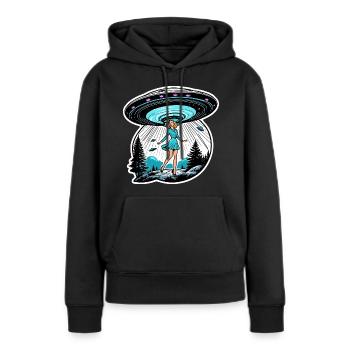 Ängstliche Frau wird von UFOs entführt - Frauen Premium Bio Hoodie - Schwarz - Vorne - Julia (174cm)
