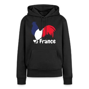 Französischer Hahn blau weiß rot - Frauen Premium Bio Hoodie - Schwarz - Vorne - Julia (174cm)