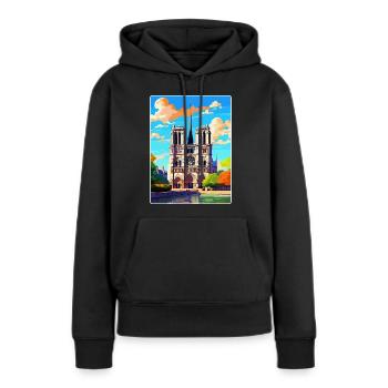Notre Dame Frankreich Vintage Reiseplakat Souvenir - Frauen Premium Bio Hoodie - Schwarz - Vorne - Julia (174cm)