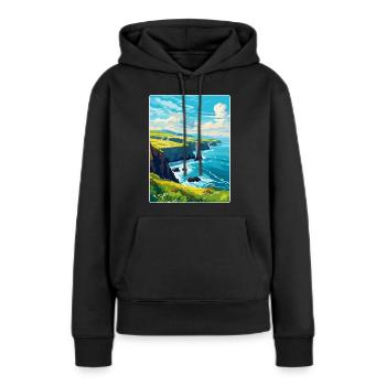Péninsule de Dingle Irlande Royaume-Uni Affiche de voyage vintage - Sweat à capuche Premium bio Femme - noir - Devant - Julia (174cm)