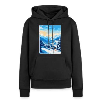 Saalbach Autriche Affiche de voyage vintage souvenir - Sweat à capuche Premium bio Femme - noir - Devant - Julia (174cm)