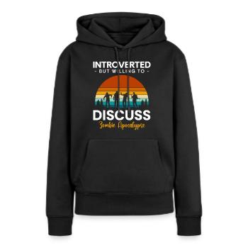 Antisozial Reserviert Verschwiegen - Frauen Premium Bio Hoodie - Schwarz - Vorne - Julia (174cm)