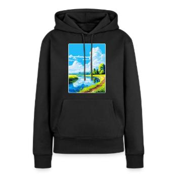 Donau Auen Deutschland Vintage Reiseplakat Souvenir - Frauen Premium Bio Hoodie - Schwarz - Vorne - Julia (174cm)