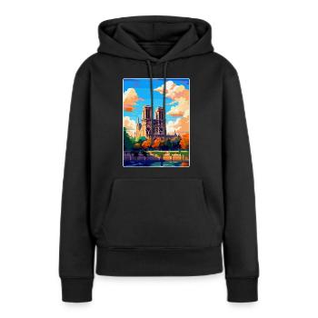 Notre Dame Frankreich Vintage Reiseplakat Souvenir - Frauen Premium Bio Hoodie - Schwarz - Vorne - Julia (174cm)