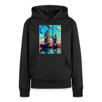 Tower Bridge Angleterre Royaume-Uni Affiche de voyage vintage WPA - Sweat à capuche Premium bio Femme - noir - Devant - Julia (174cm)