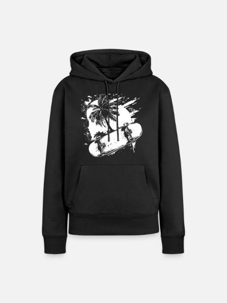 Skateboarding Zeichnung - Frauen Premium Bio Hoodie - Schwarz