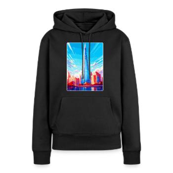 The Shard Angleterre Royaume-Uni Affiche de voyage Souvenir WPA - Sweat à capuche Premium bio Femme - noir - Devant - Julia (174cm)