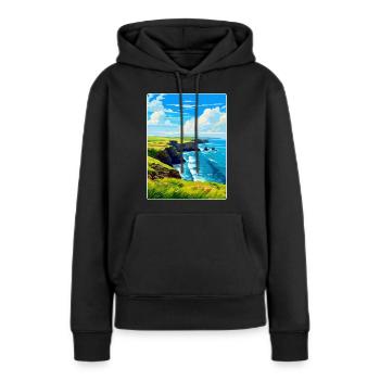 Péninsule de lézard, Cornouailles, Angleterre, Royaume-Uni, Affiche de voyage - Sweat à capuche Premium bio Femme - noir - Devant - Julia (174cm)
