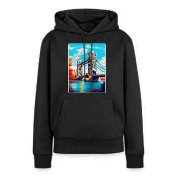Tower Bridge Angleterre Royaume-Uni Affiche de voyage Souvenir WPA - Sweat à capuche Premium bio Femme - noir - Devant - Julia (174cm)
