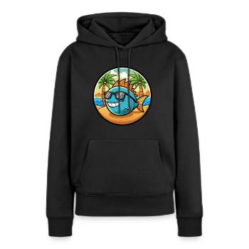Fisch Lustige Cartoon Sommer Strand Sonnenbrille Aufkleber - Frauen Premium Bio Hoodie - Schwarz - Vorne - Julia (174cm)