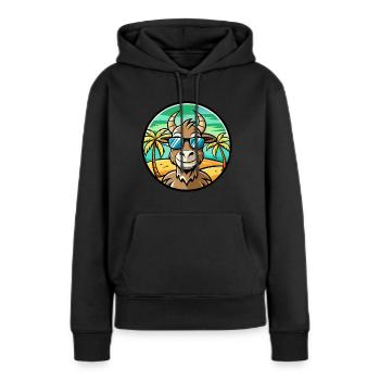 Ziege Lustige Cartoon Sommer Strand Sonnenbrille Aufkleber - Frauen Premium Bio Hoodie - Schwarz - Vorne - Julia (174cm)