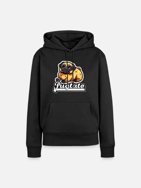 Pugtato Mops Kartoffel - Frauen Premium Bio Hoodie - Schwarz