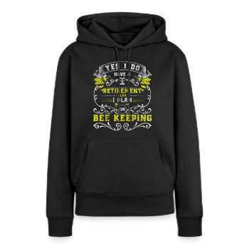 Abeille mellifère Reproduction Pollinisation en nid d’abeille - Sweat à capuche Premium bio Femme - noir - Devant - Julia (174cm)