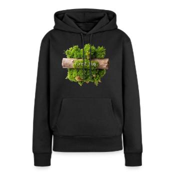 MOUSSE, CÂLIN DE FORÊT - Sweat à capuche Premium bio Femme - noir - Devant - Julia (174cm)