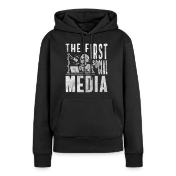 Cœur émetteur radio - Sweat à capuche Premium bio Femme - noir - Devant - Julia (174cm)