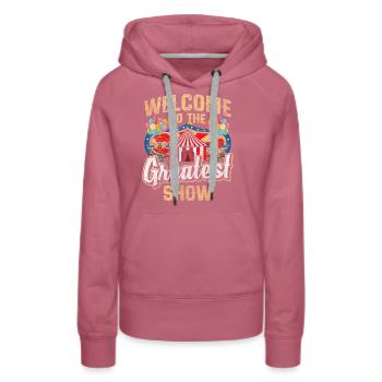 Zirkuszelt Direktor Idioten - Frauen Premium Bio Hoodie - Malve - Vorne - Isabella (175cm)