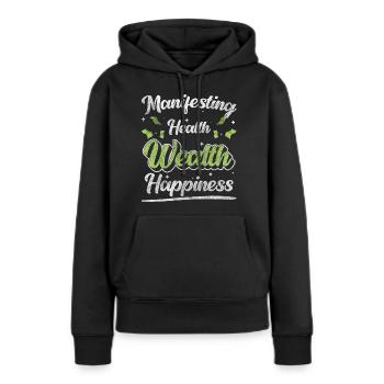 Argent Fortune Bonheur - Sweat à capuche Premium bio Femme - noir - Devant - Julia (174cm)